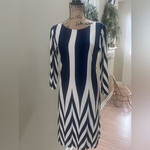 Haani Navy and White Long Sleeve Dress
